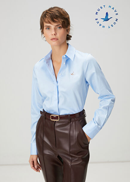 Blue Basic Poplin Shirt