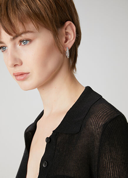 U-Shaped Women's Earrings With Zircon Stones