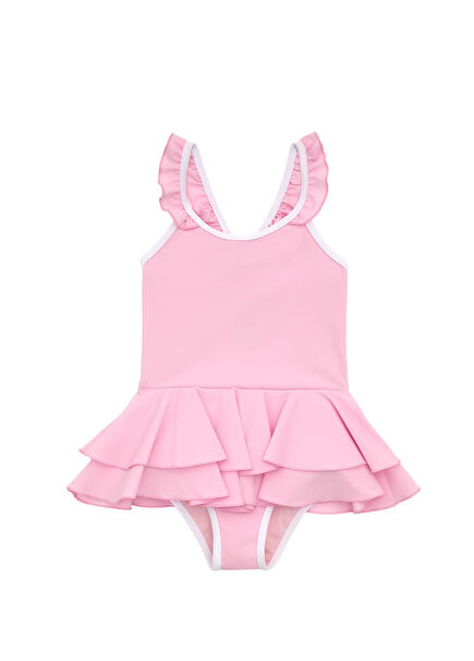 Rosie Light Pink Ruffle Skirt Girls' Swimsuit