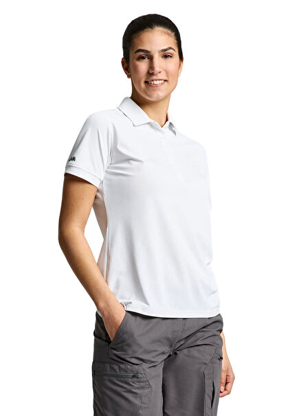 Ws Tech Pique Beyaz Polo Yaka Kısa Kollu Kadın T-shirt