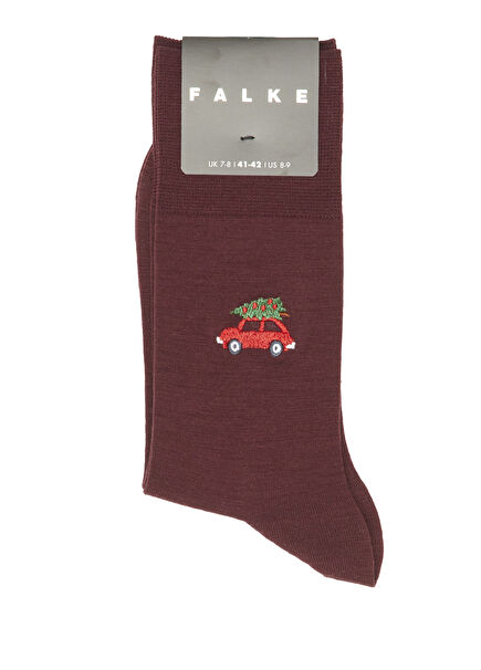 Airport X-Mas Car Bordo Erkek Yün Çorap