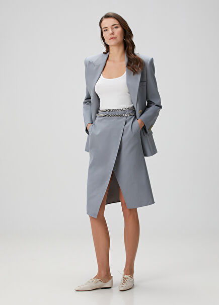 Grey Midi Wool Skirt