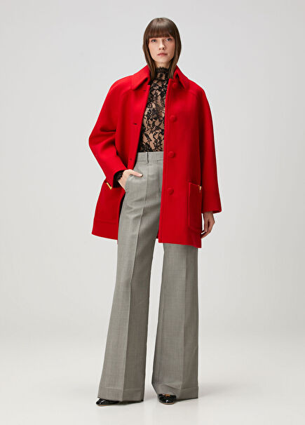 Black Cream Wool Trousers