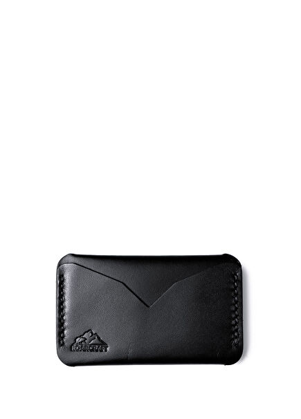 Troy Logo Detailed Black Palm Leather Card Holder