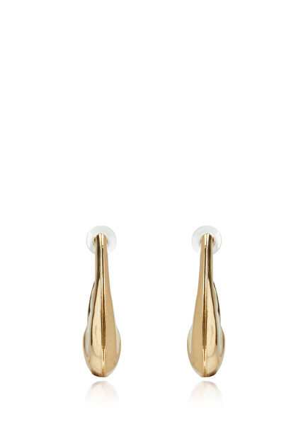 Gold Beyaz Mineli Kadın Oval Küpe