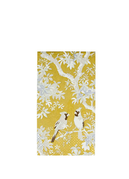 Scenic Songbirds Gold & Ivory Guest Towel Desenli 15'li Servis Peçetesi Seti