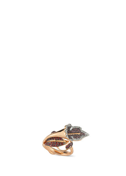Red Campanula Diamond Women's Gold Ring