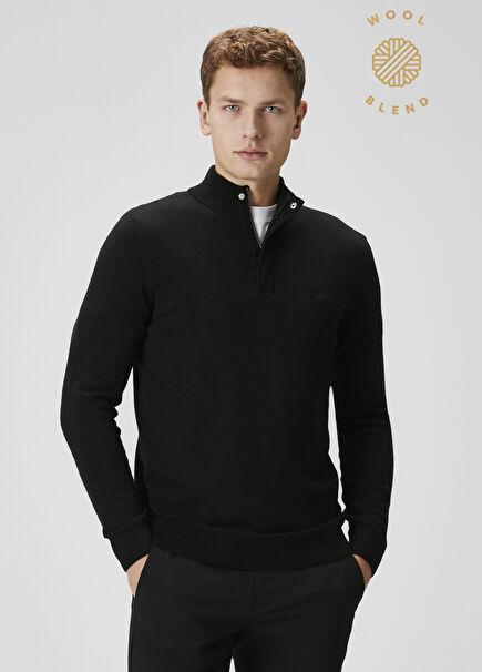 Black Cashmere Blend Wool Sweater