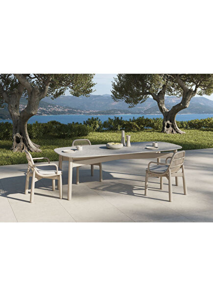 Serra Beige Aluminum Garden Table Set