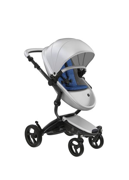 Mima Xari Black Chassis Gray Unit Blue Baby Stroller Set with Inner Pad