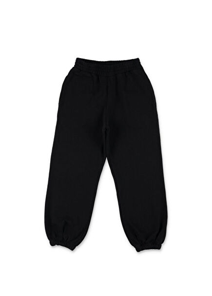 Black Logo Printed Girls Jogger Pants