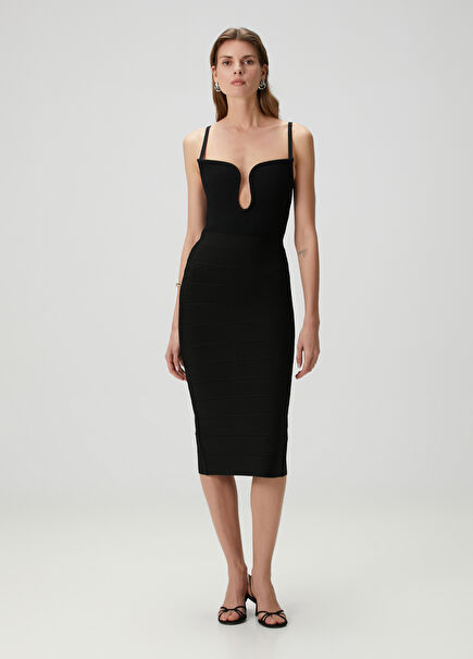 Black Midi Pencil Skirt