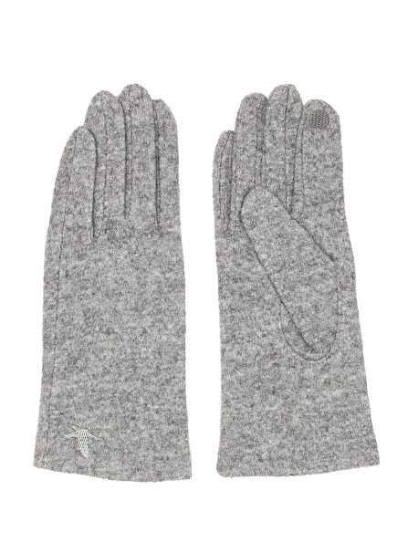 Grey Logo Women's Wool Gloves