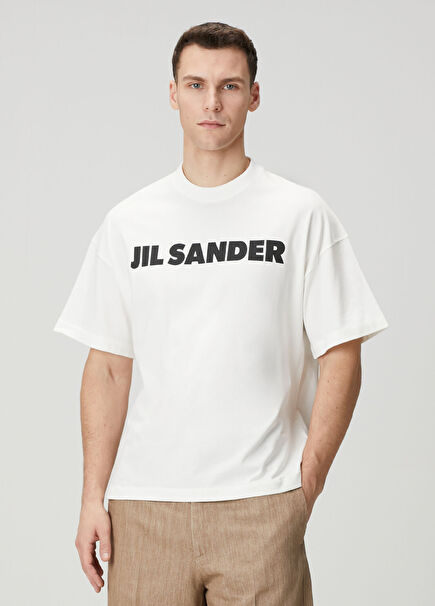 Beyaz Logo Baskılı T-shirt