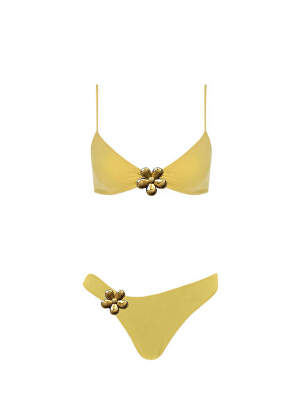 Flower Bomb Kendall Sarı Klasik Kadın Bikini Takımı