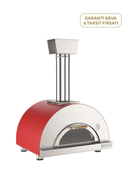 Single Odun Ateşli Kırmızı Pizza Fırını