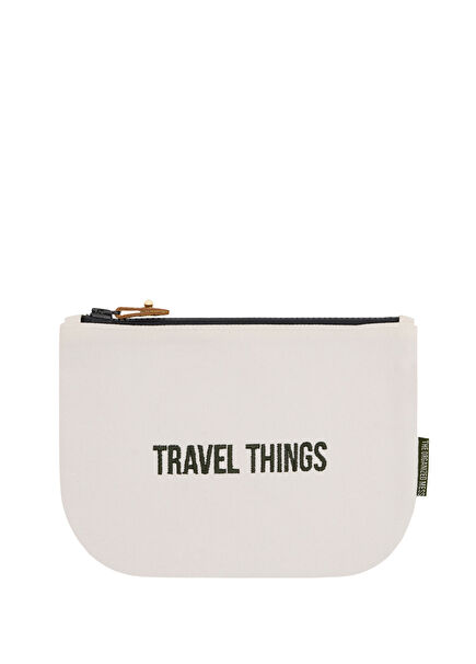 Travel Things Ecru Canvas Zipper Organizer Unisex Travel Bag