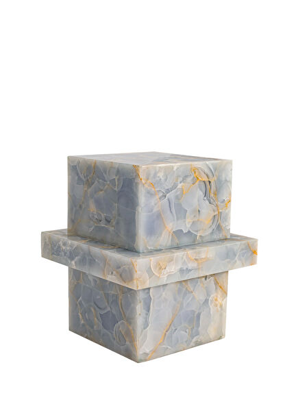 Onyx Quinn Mavi Mermer Yan Sehpa