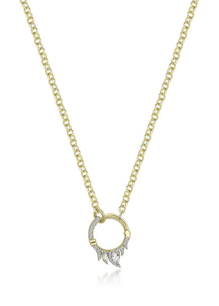 Flare Large Diamond Stone 14K Gold Women's Necklace