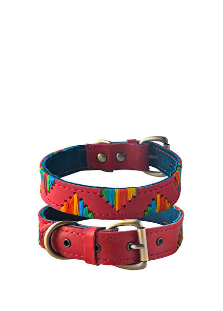Kırmızı Deri Köpek Boyun Tasması