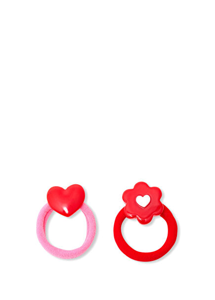 Renkli Motifli Kız Bebek 2'li Lastik Toka