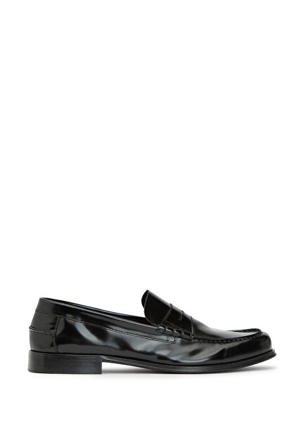 Black Band Detail Men's Opening Leather Loafer