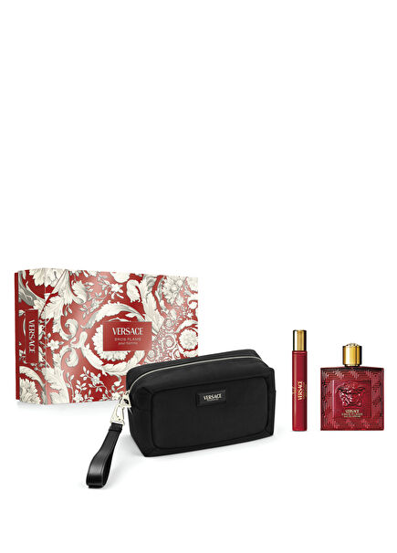 Eros Flame EDP Parfüm 100 ml + Seyahat Boy 10 ml + Çanta Erkek Parfüm Seti