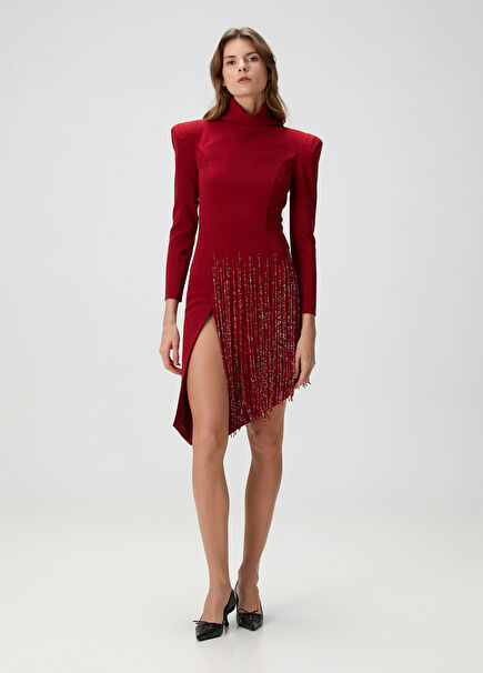 Iconic Nights Tina Burgundy Mini Cocktail Dress