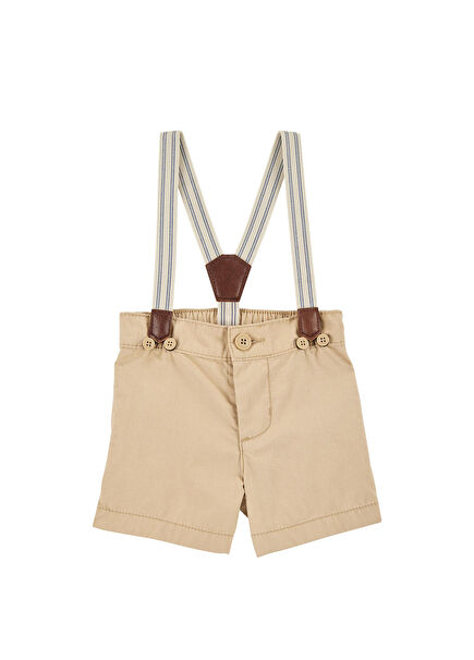 Kahverengi Askılı Erkek Bebek Şort