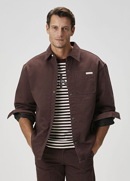 90s Padded Java Kahverengi Dış Gömlek