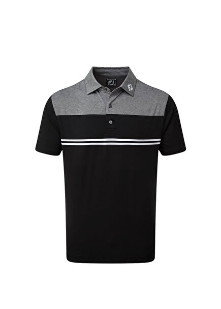 Stretch Pique Renk Bloklu Polo Yaka Kısa Kollu Erkek Golf T-Shirt 90373