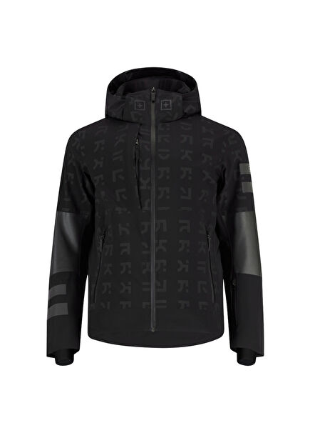 101 Insulated Ski Printed Black Hooded Men's Ski Jacket