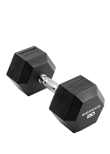 Rubber Hex Black Rubber Hexagon Dumbbell 20 kg