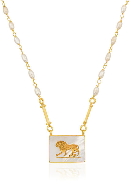 Lion III 925 Sterling Silver 22K Gold Plated Women's Necklace