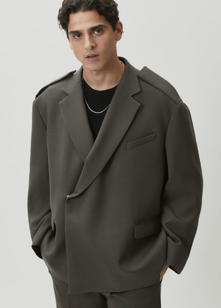 Haki Apoletli Oversized Ceket