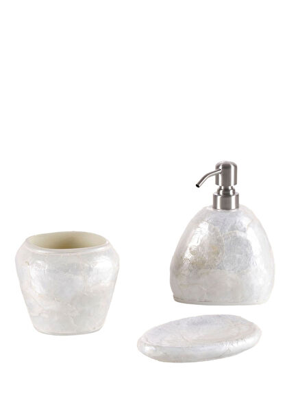 Mother-of-pearl Ecru 3-piece Bathroom Accessory Set