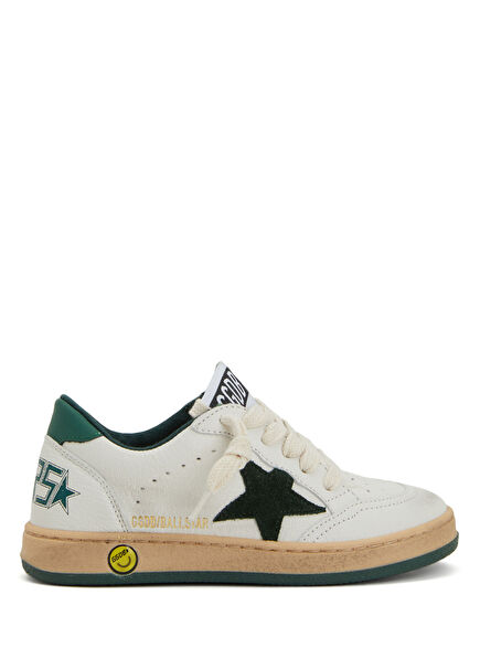 Ball Star White Logo Unisex Kids Leather Sneakers