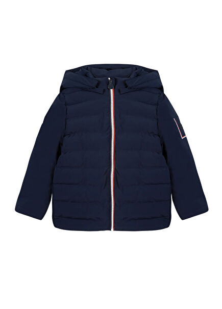 Navy Blue Hooded Boy's Doudoune Coat