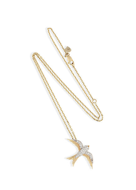 Diamond Medium Swallow 14 Ayar Altın Kadın Kolye