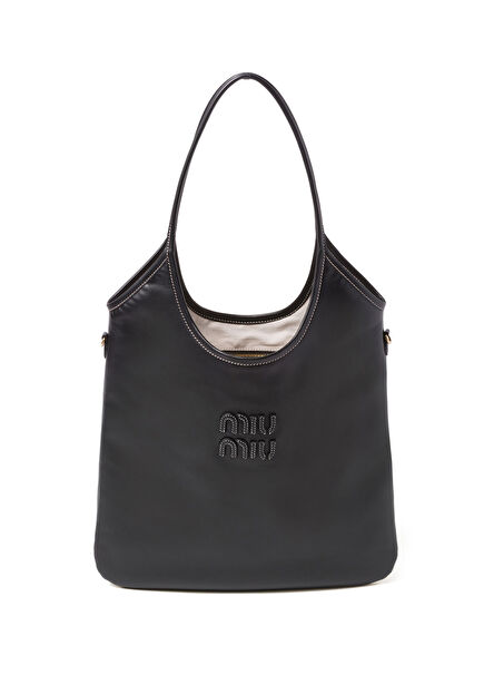 IVY Black Leather Women's Shoulder Bag