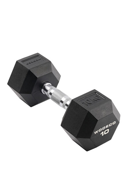 Rubber Hex Black Rubber Hexagonal Dumbbell 10 kg