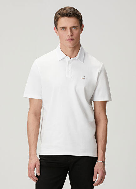 Comfort Fit White Polo T-Shirt