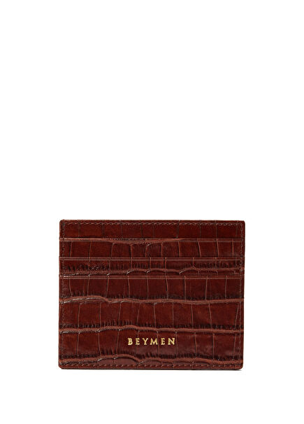 Brown Crocodile Textured Women's Leather Card Hold