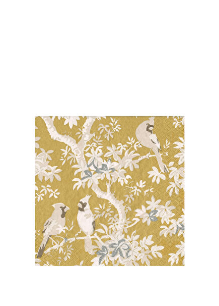 Scenic Songbirds Gold & Ivory Luncheon Desenli 20'li Servis Peçetesi Seti