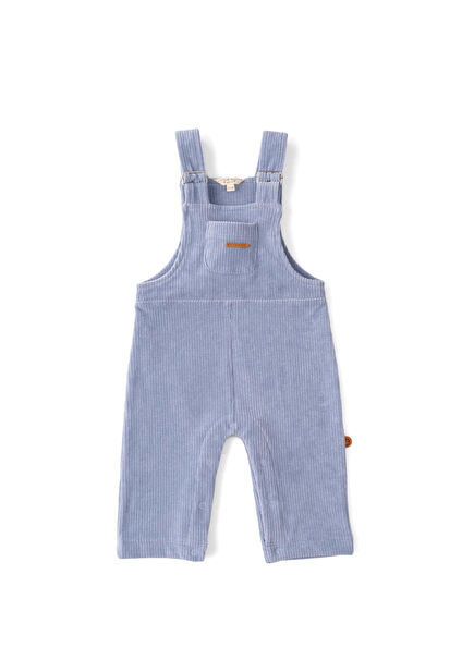 Mavi Kadife Fitilli Erkek Bebek Salopet