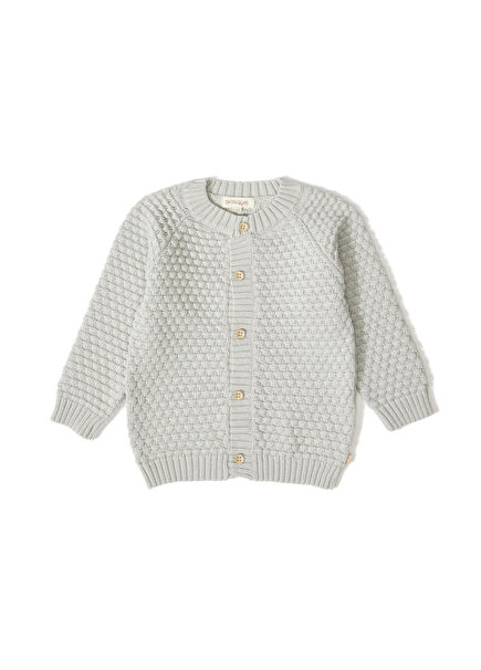 Light Grey Organic Cotton Knitwear Baby Cardigan
