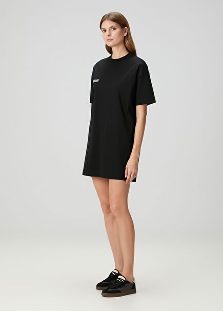 Siyah Mini T-shirt Elbise