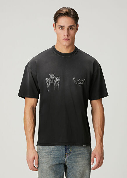 Hand Drawn Thoroughbred Dogs Siyah T-Shirt