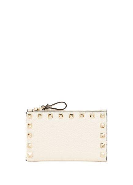 Rockstud Krem Kadın Deri Kartlık