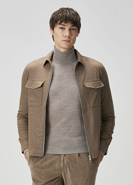 Light Brown Wool Outer Shirt